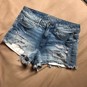 Hi rise denim shorts